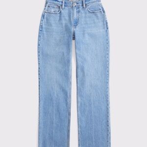 ABERCROMBIE CURVE LOVE LOW RISE BAGGY JEAN - medium wash with raw hem
